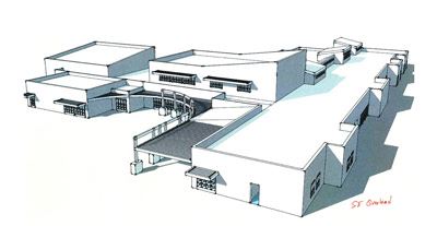 A drawing of the Eastern Wyoming College building